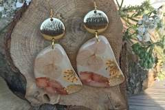 boucles d'oreilles fleurs séchées - Modèle "Salmon"