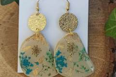 boucles d'oreilles fleurs séchées bleus- Blue