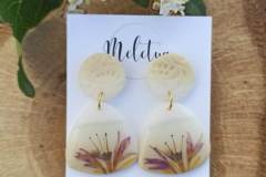boucles d'oreilles fleurs séchées hortensia -Reveuse